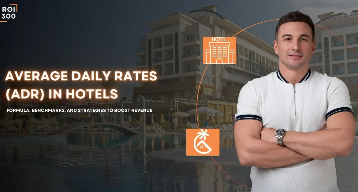 Hotel manager reviewing pricing strategy on a laptop, highlighting decision-making based on hotel ADR.