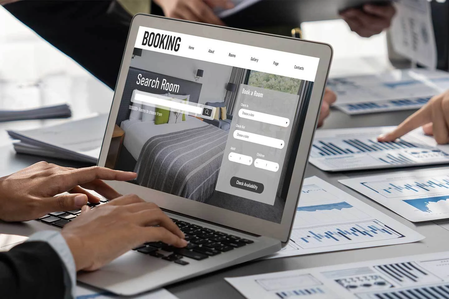 Dashboard comparing direct bookings versus OTA channels with commission rates, highlighting OTA Commission analysis.